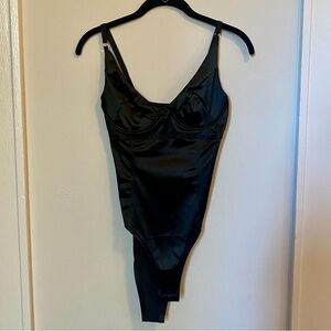 Elegant Black Satin Bodysuit